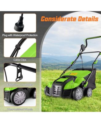 16-Inch Electric Dethatcher & Scarifier 15A 2-In-1 Lawn Dethatcher