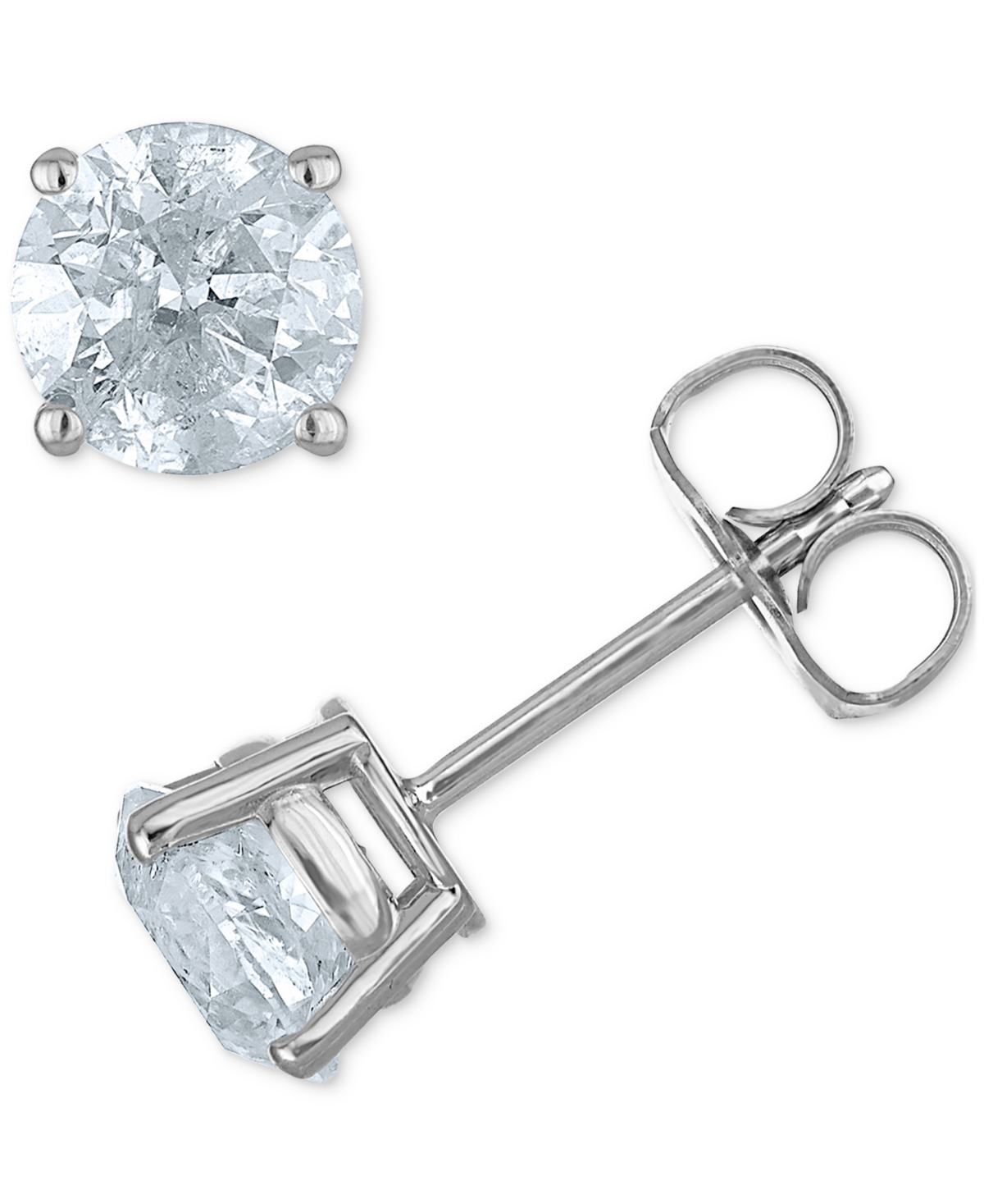 Macy's Diamond Four Prong Stud Earrings (1-1/2 Ct. T.w.) In White Gold