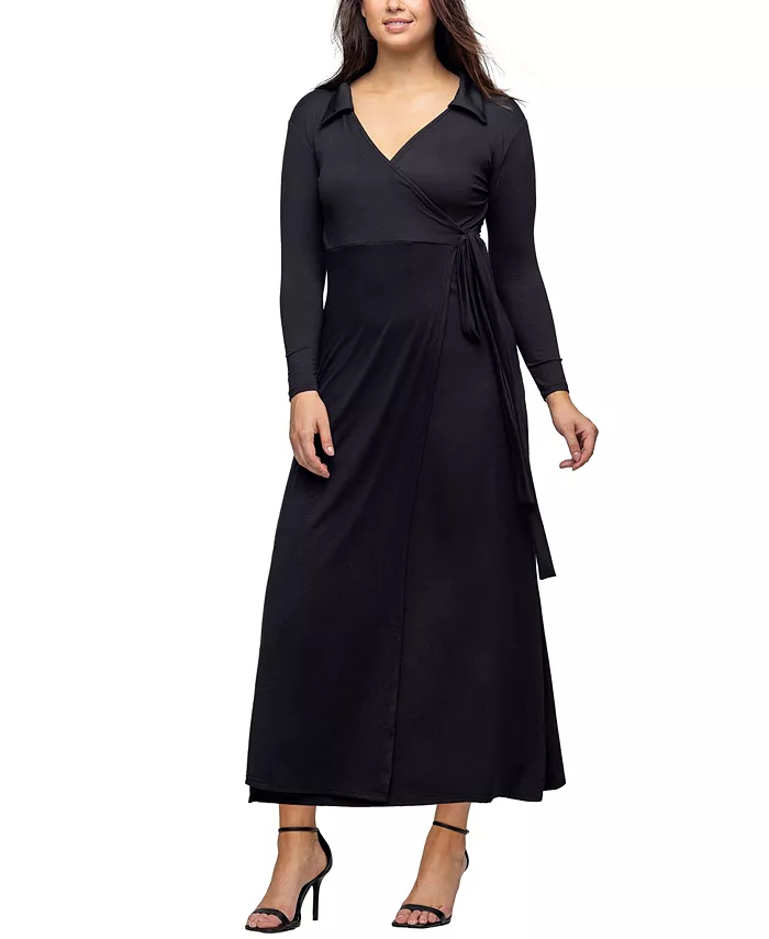 Women's Comfortable Collared Wrap Maxi Dress - thumbnail 7