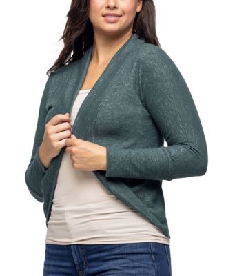 Women's Curved Hem Open Front Long Bolero Shrug