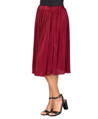 Women's Elegant Pleated Elastic Waist Party Midi Skirt