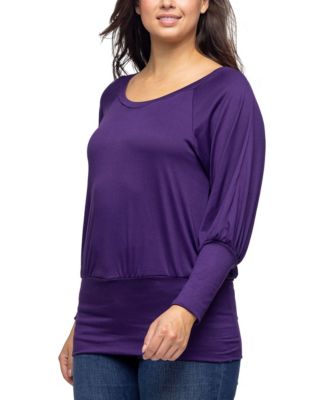 Women's Round Neck Long Sleeve Banded Bottom Top
