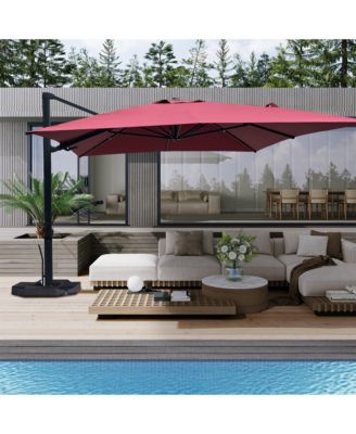 10 ft. 360 ° Rotation Outdoor Patio Cantilever Umbrella Square with Base
