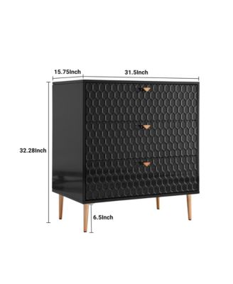 32"Tall 3-Drawer Storage Cabinet Dresser Chest