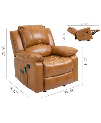 Heavy Duty Faux Leather 8-Point Massage Glider Recliner with Remote Control and Side Pocket
