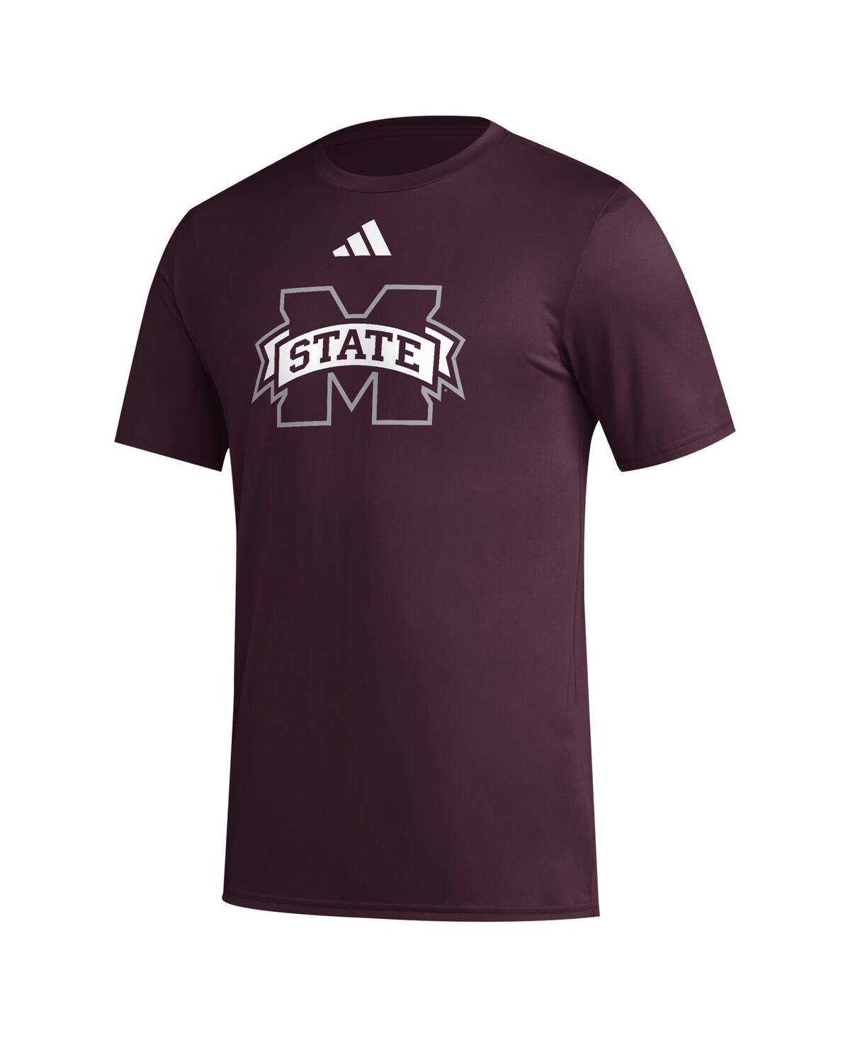 Adidas Men'sMississippi State Bulldogs Primary Locker Logo Pre-Game Aeroready T-Shirt - Maroon