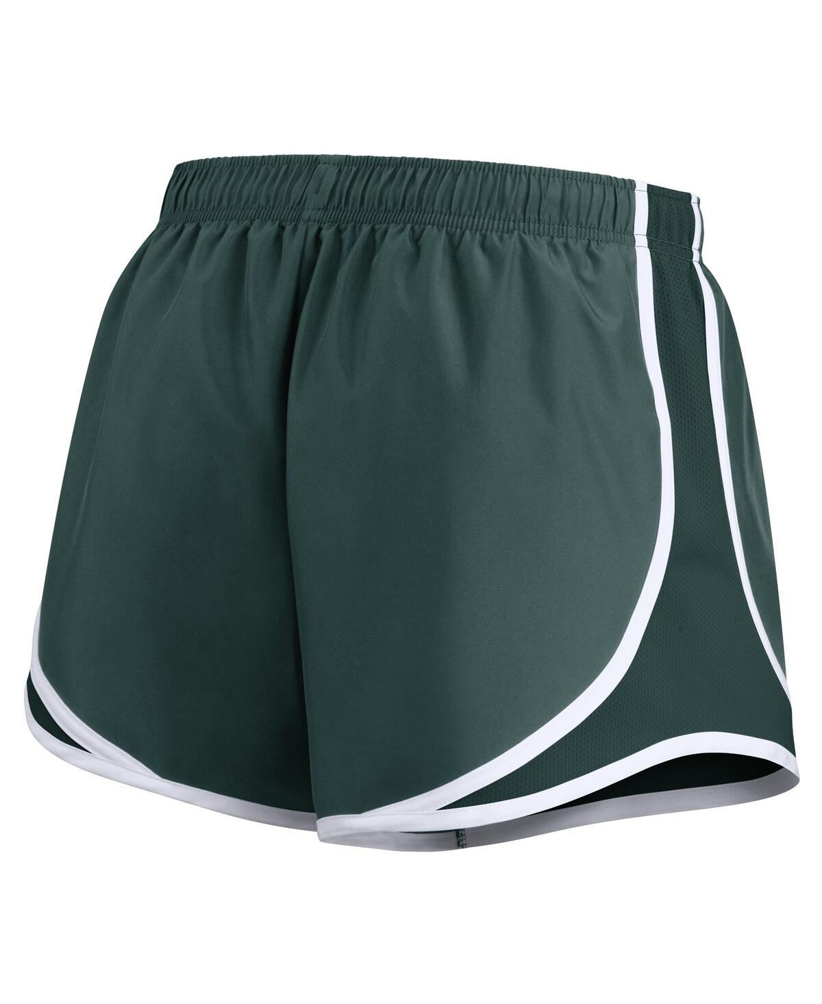 Nike Women's Green Michigan State Spartans Primetime Tempo Performance Shorts In Green,white