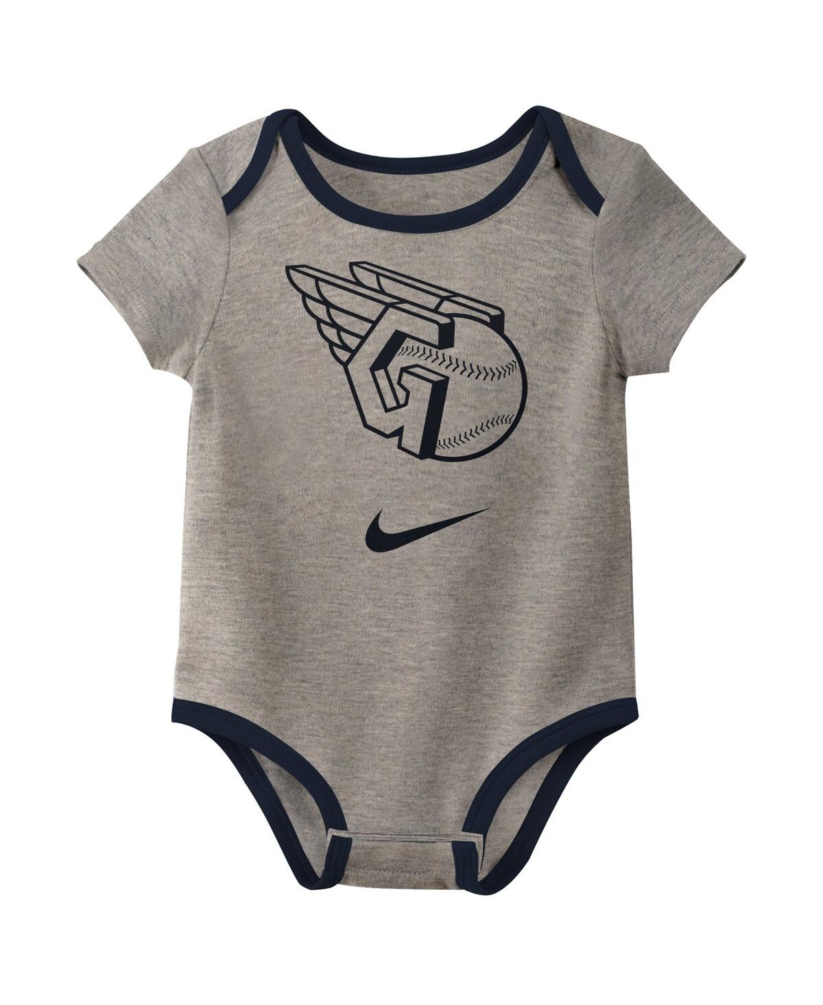 Nike Baby Boys And Girls Cleveland Guardians Three-pack Bodysuit Set In Navy,red,gray