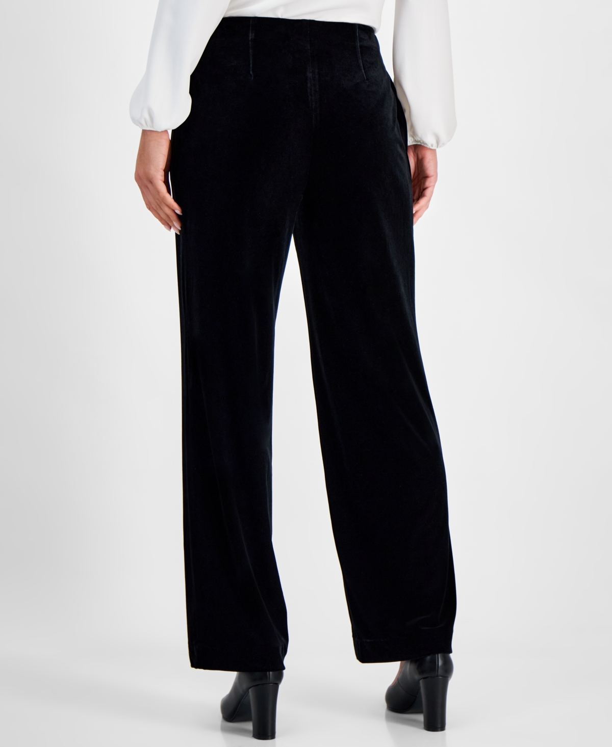 Kasper Women's High Rise Straight-Leg Velvet Pants, Regular and Petite Sizes