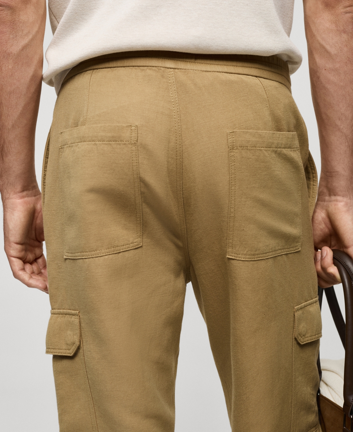Mango Men's Cotton-Linen Cargo Pants