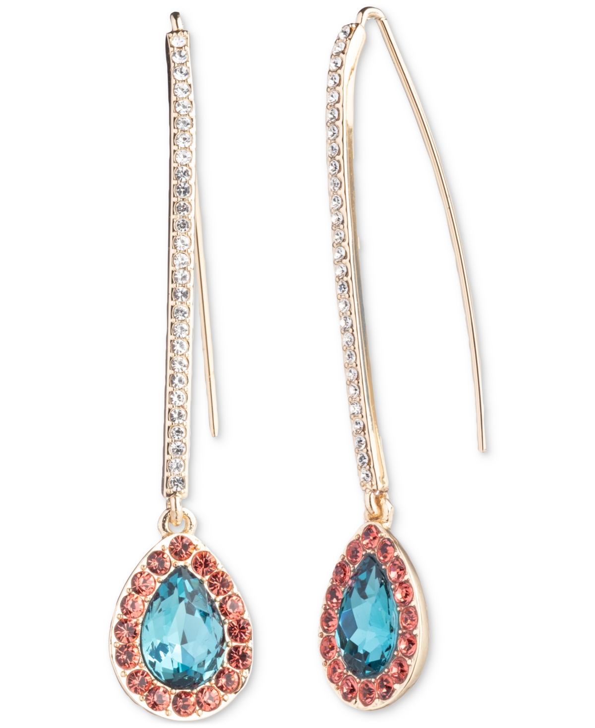 Emily In Paris Gold-tone Pave & Color Crystal Threader Earrings In Multi
