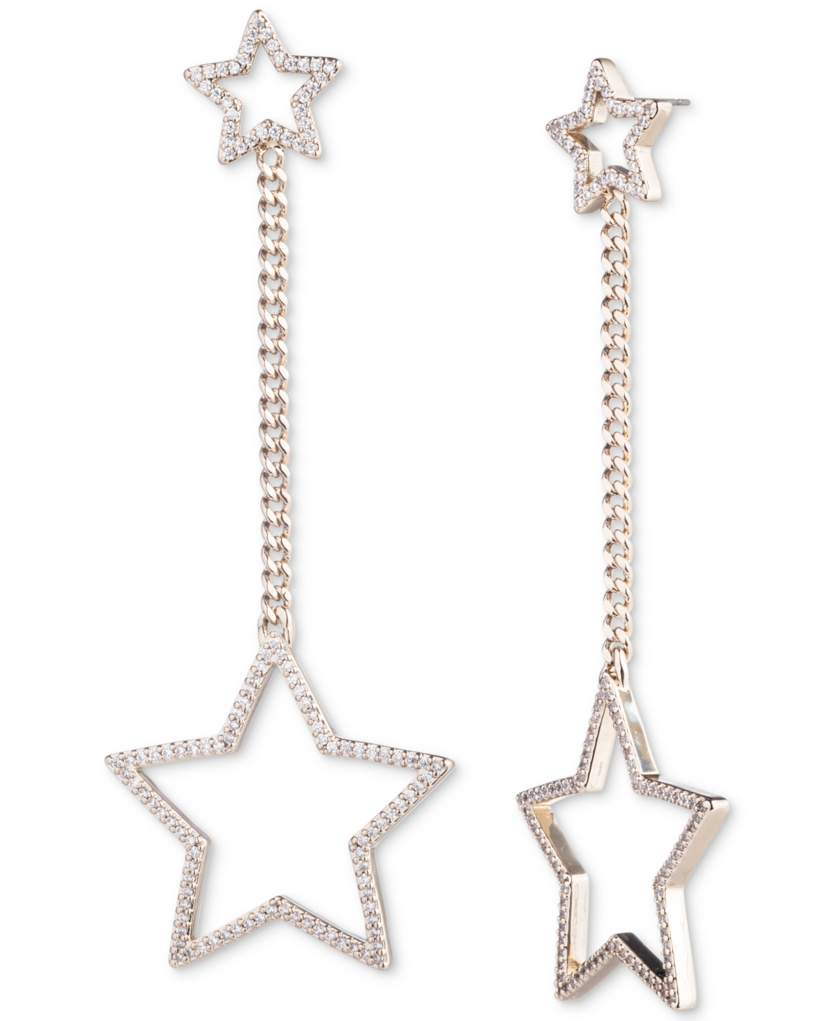 Gold-Tone Pave Star Statement Earrings - Crystal Wh