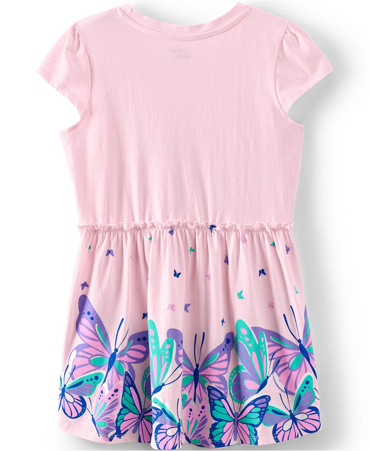 Lands' End Big Girls Plus Short Sleeve Gathered Waist Tunic Top