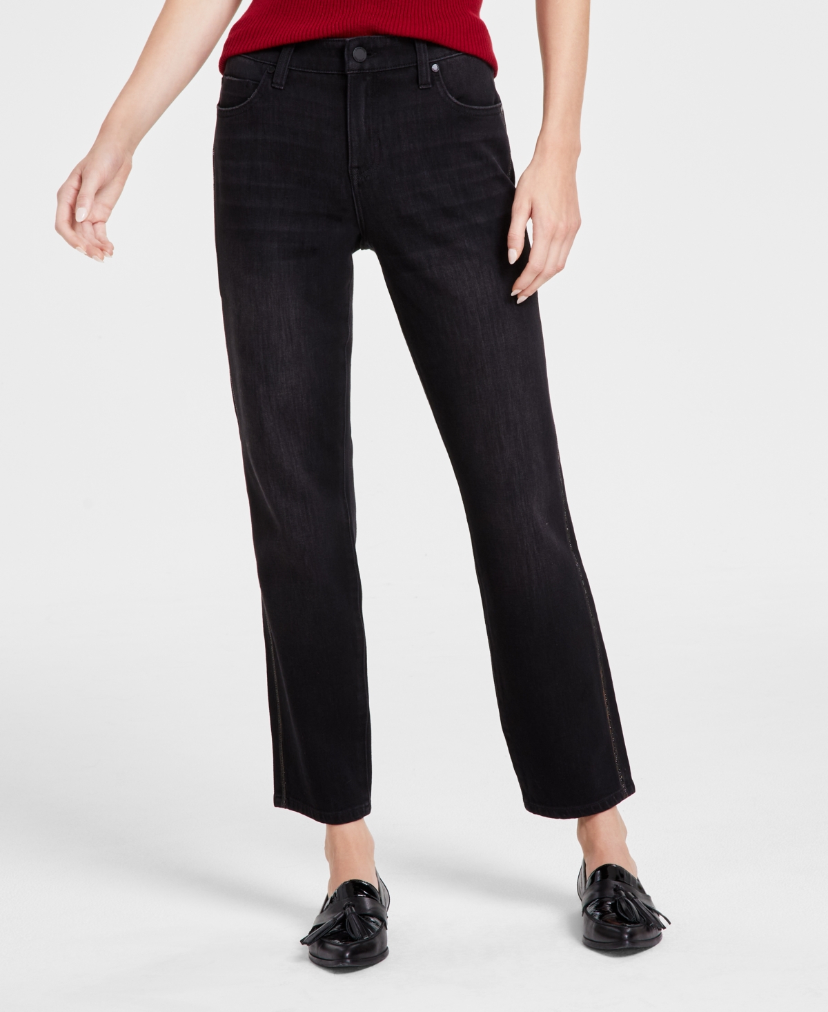 LIVERPOOL LOS ANGELES WOMEN'S LIV SPARKLE-TRIM HIGH-RISE SKINNY JEANS 