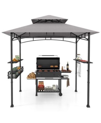 8 x 5 FT Outdoor Grill Gazebo with 2 Side Shelves and 20 Hooks