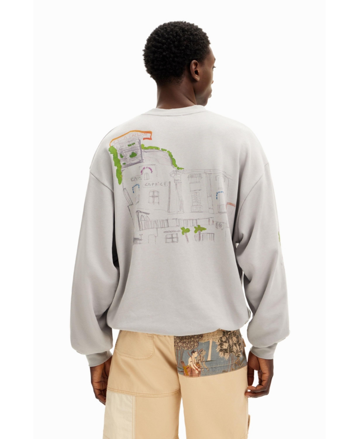 Desigual Men's Watercolor illustrations sweatshirt