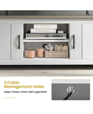 Farmhouse TV Stand for TVs up to 65'' Media Console Center w/ Doors Cubbies