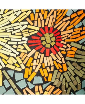 18" Glass Bird Bath, Moasic Translucent and Metallic Finish