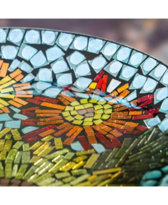 18" Glass Bird Bath, Moasic Translucent and Metallic Finish