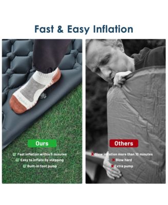 Double Sleeping Pad 2 Person Inflatable Camping Mat w/ Pillow Foot Pump Outdoor