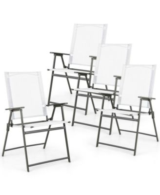 Set of 4 Patio Folding Chair Set with Rustproof Metal Frame