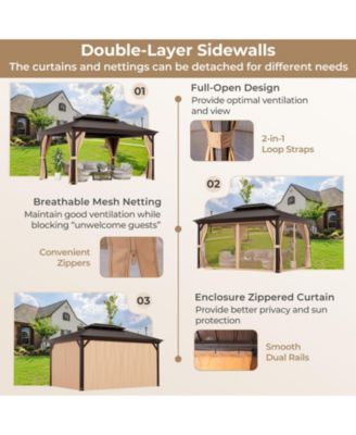 12' x 16' Double-Roof Hardtop Gazebo with Galvanized Steel Roof