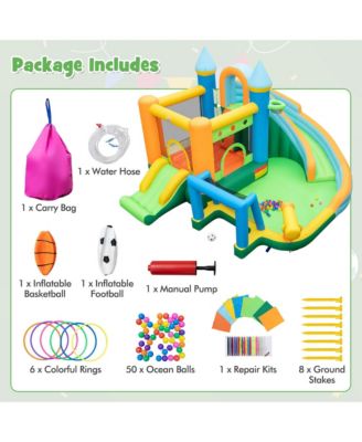 Inflatable Water Slide Kids Blow up Pool Park Climbing Wall with 735W Blower