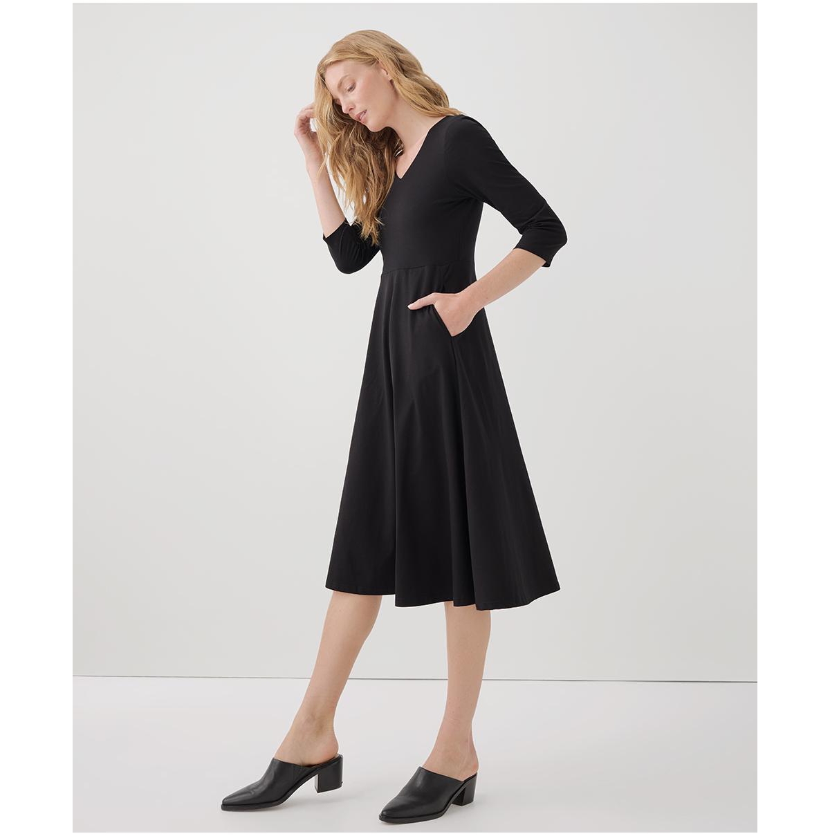 Pact Women's Organic Cotton Fit & Flare Midi Party Dress - Shorty