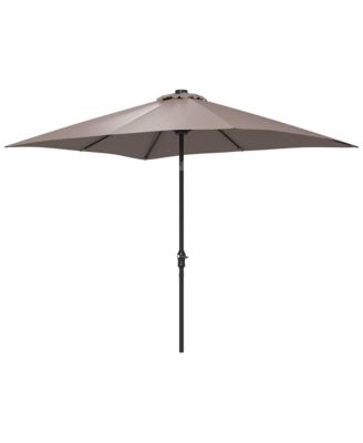 9' x 7' Solar Umbrella, Patio Umbrella with LED Lights, Tan