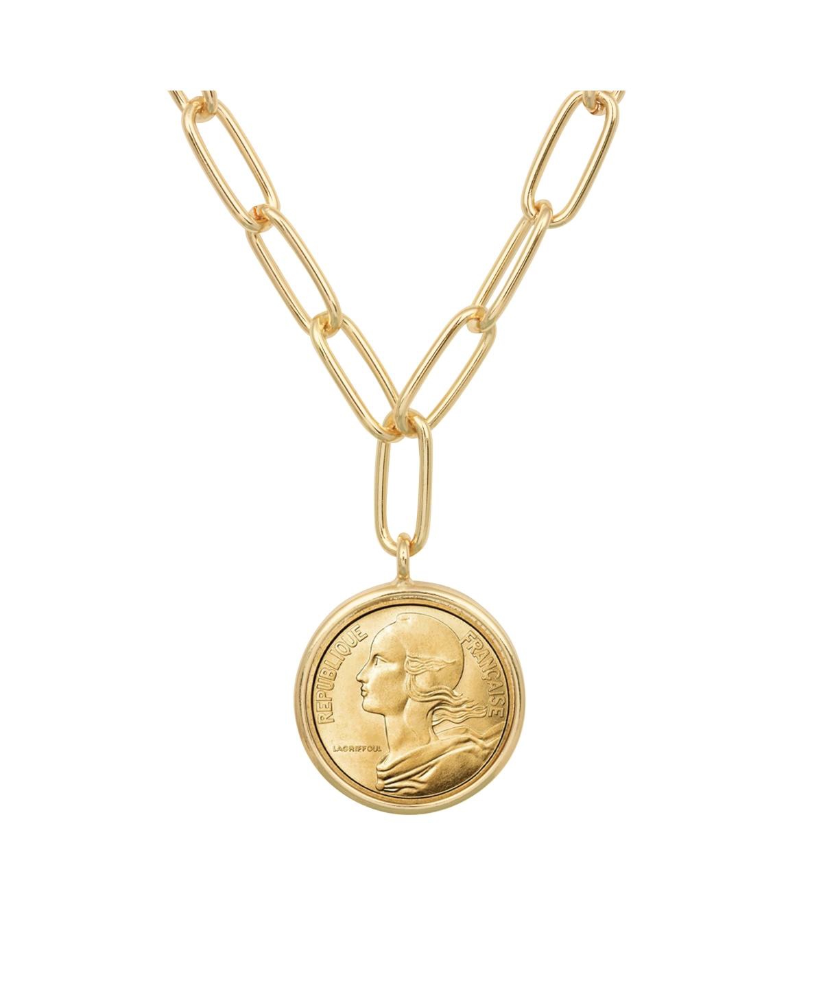 17027 21 in. French 20 Centimes Goldtone Paper Clip Necklace - Open miscellaneous