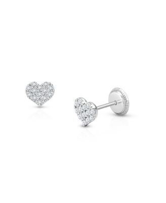 14K Gold Dearest Heart Studs Screw Back Earrings