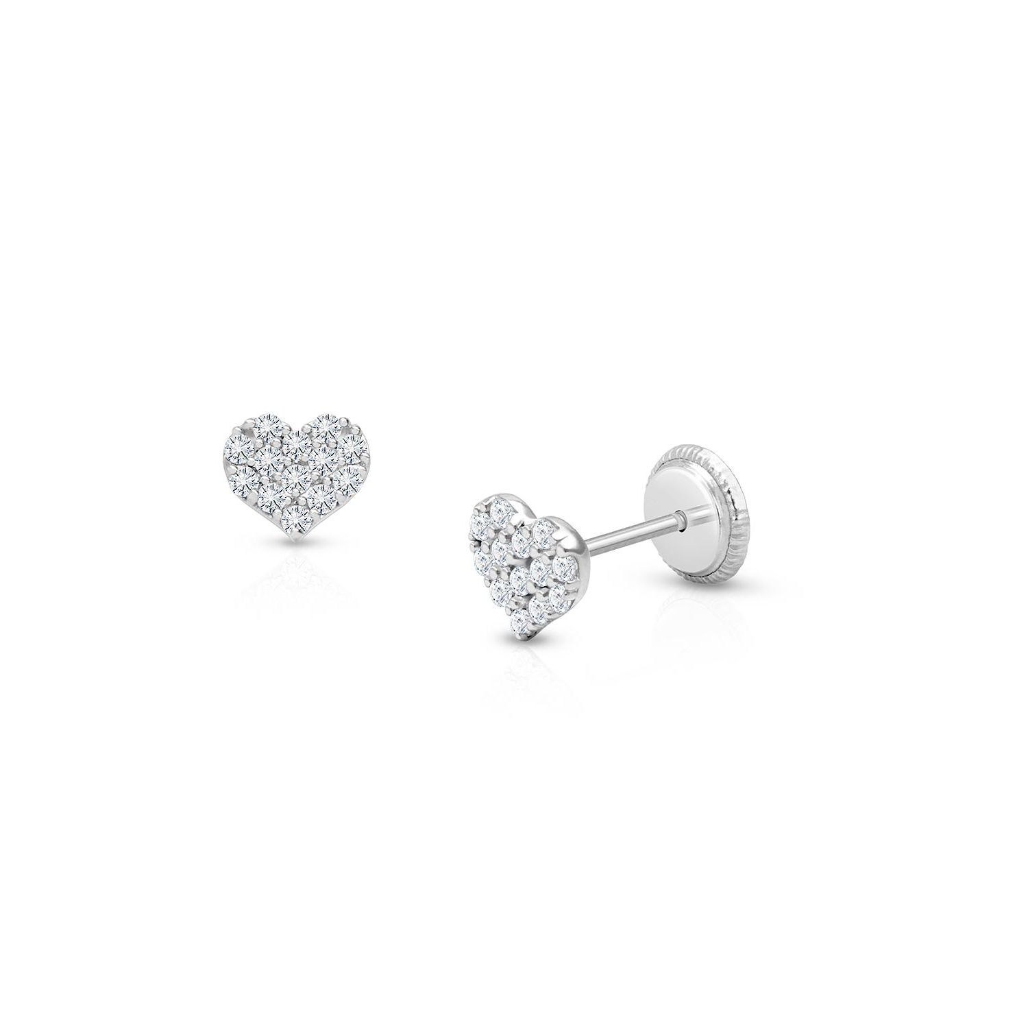 14K Gold Dearest Heart Stud Screw Back Earrings