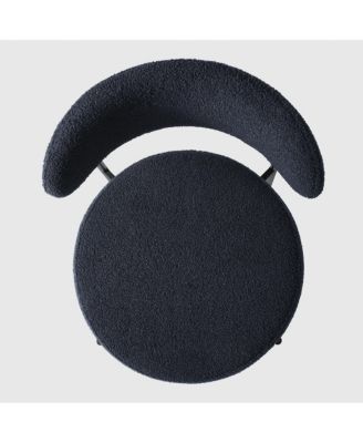 Mid-Century Modern Upholstered Sherpa Round Dining Chairs (Set of 2)