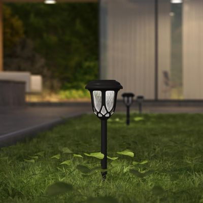 All-Weather Tulip Design Led Solar Lights, Outdoor Solar Powered Lights For Pathway, Garden, & Yard - Set Of 8