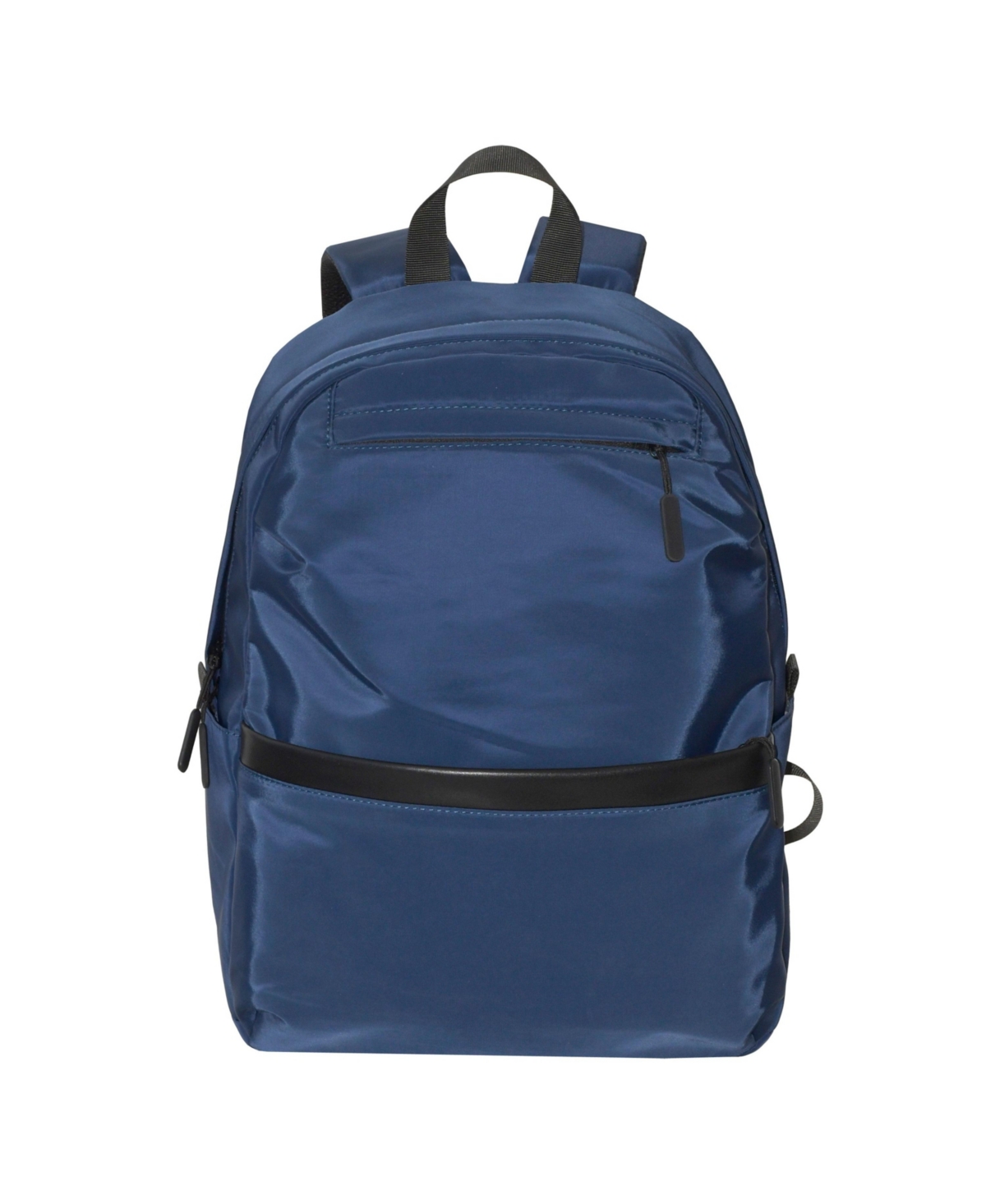 Mixed Material Double Front Zip Pocket Backpack - Navy