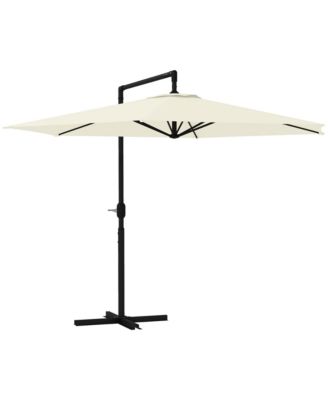 9.5FT Cantilever Patio Umbrella w/ Crank Cross Base Hanging Offset Umbrella, Beige