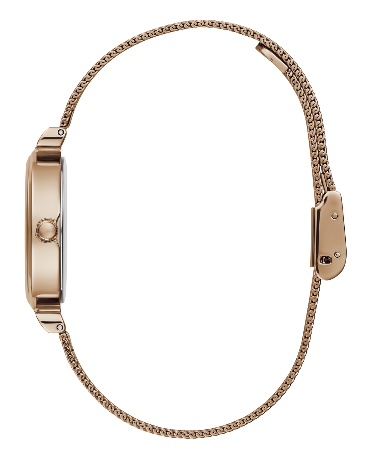 Guess Women's Analog Rose Gold Tone Stainless Steel And Mesh Watch, 28mm In Rose Gold Tone