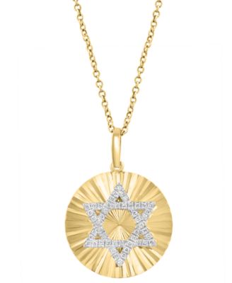 EFFY&reg; Diamond Star of David Sunray 18" Pendant Necklace (1/8 ct. t.w.) in 14k Gold