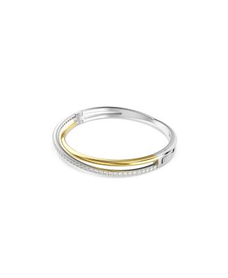 Round Cut White Mixed Metal Finish Hyperbola Bangle