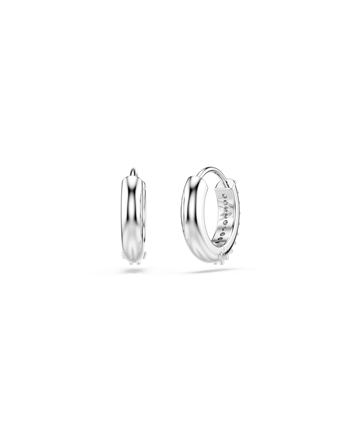 Swarovski Round Cut White Rhodium Plated Matrix Hoop Earrings In Silver