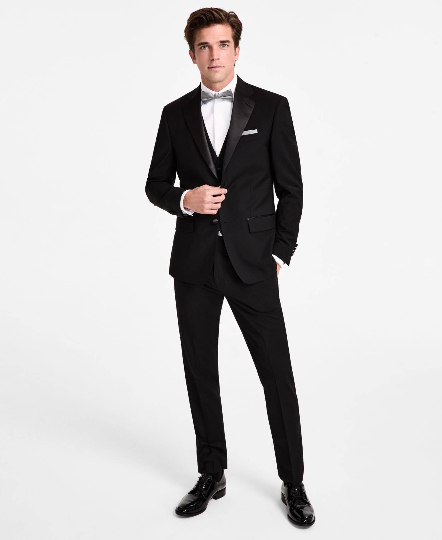 Men's Slim-Fit Wool-Blend Tuxedo Pants