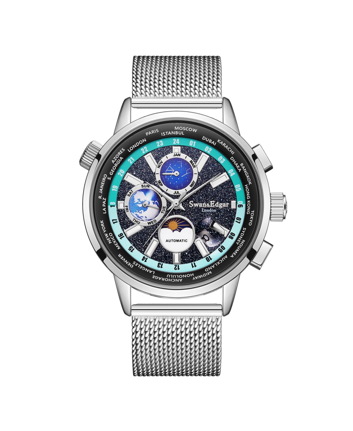 SE1944 Swan & Edgar Hand Assembled Welkin Automatic Silver Black - Silver black