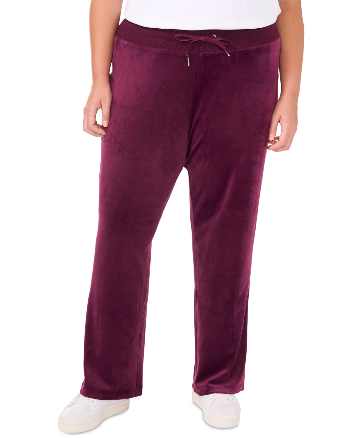 VINCE CAMUTO PLUS SIZE VELOUR DRAWSTRING-WAIST STRAIGHT-LEG PANTS, CREATED FOR MACY'S 