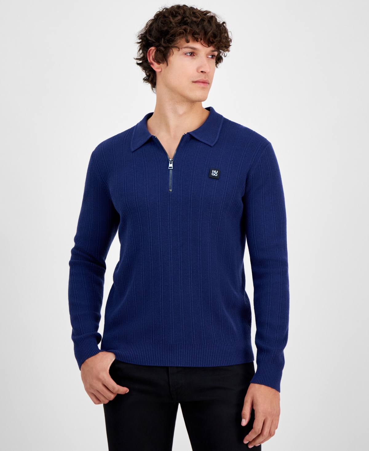 HUGO BOSS HUGO BY HUGO BOSS MEN'S SASTORO QUARTER-ZIP SWEATER 