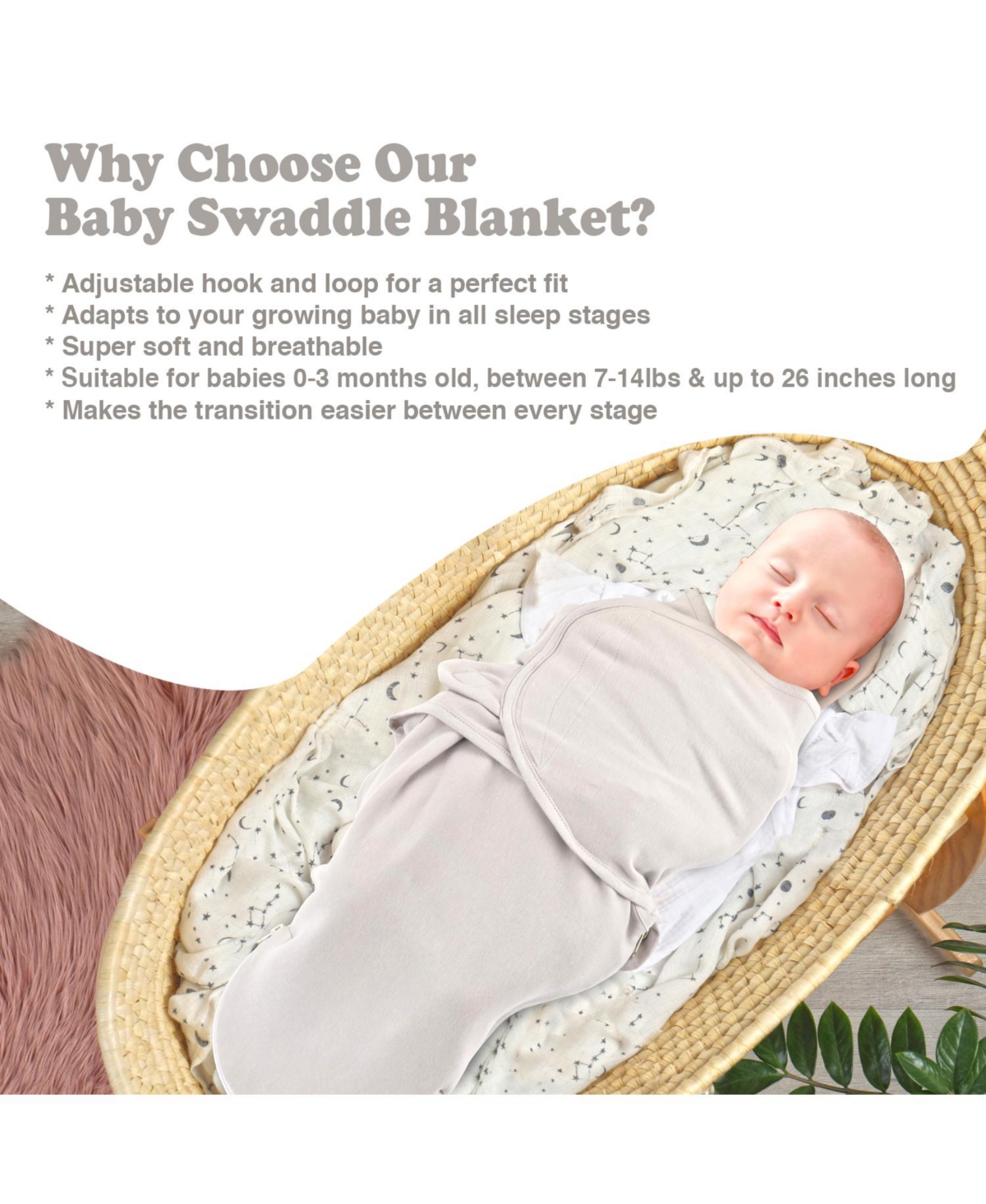 Bublo Baby Baby Girls Baby Swaddle Sleep Sacks with Zipper, 3 Pack Newborn Swaddle
