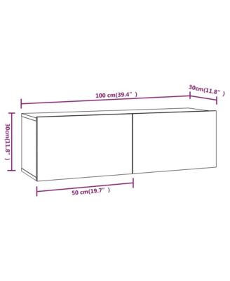 Wall TV Stands 2 pcs Black 39.4"x11.8"x11.8" Engineered Wood