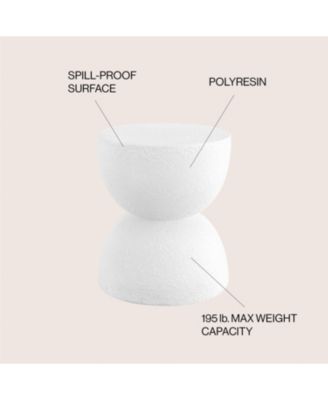 Greta 18" Mid-Century Modern Drum Indoor/Outdoor Accent Table, White Frosted