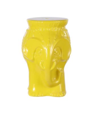 Orla 18.5" Modern Bohemian Elephant Ceramic Garden Stool, Yellow