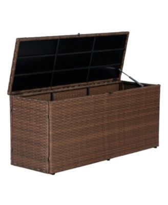 Nino 47.24" Modern Minimalist Outdoor Faux Wicker Deck and Patio Storage Box, Brown
