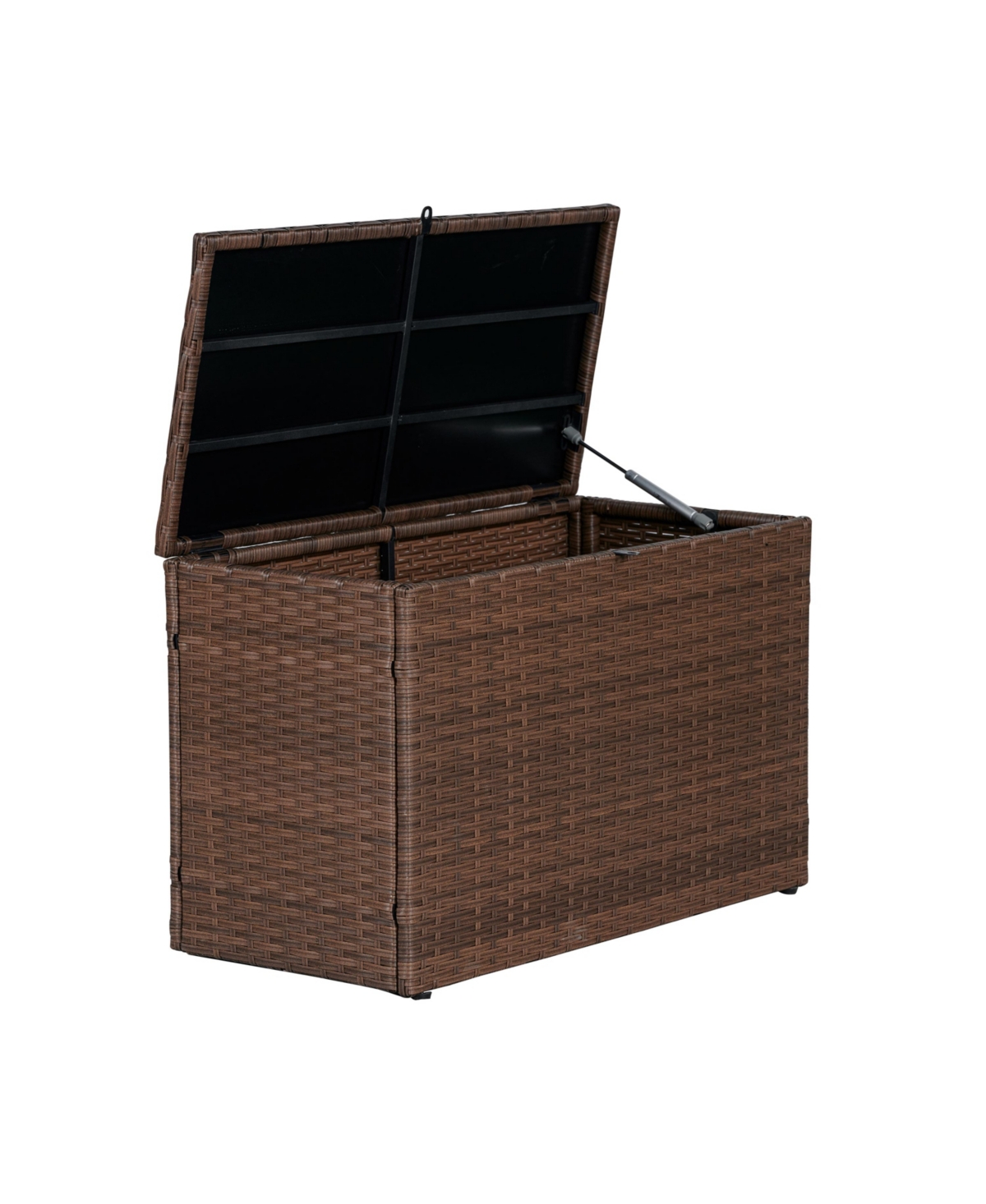 Nino 31.5" Modern Minimalist Outdoor Faux Wicker Deck and Patio Storage Box, Brown - Brown